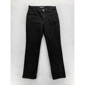 Lee Jeans Womens 10 Black Relaxed Fit Straight Leg Mid Rise Fleece Lined Denim